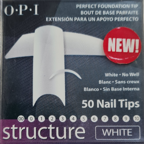 OPI NAIL TIPS - STRUCTURE WHITE - No-well - Size 00 - 50 tips